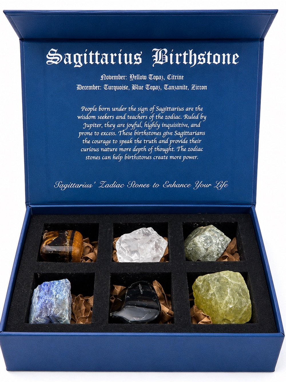Sagittarius Birthstone Crystal Set - Blue Gift Box (Blue)